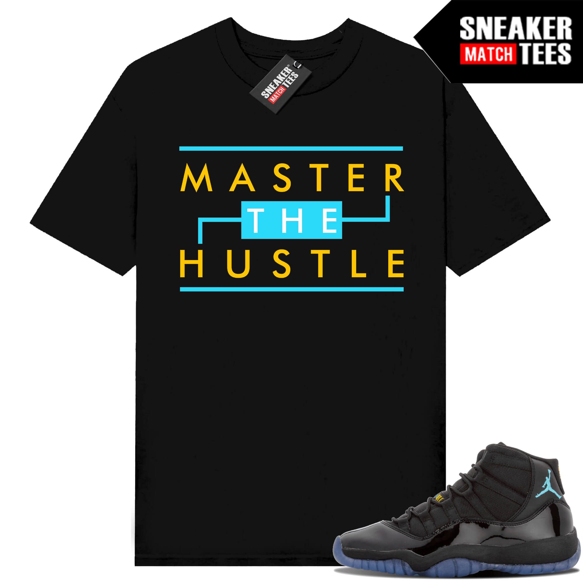 Gamma Blue 11s Sneaker Match Tees Black Master The Hustle