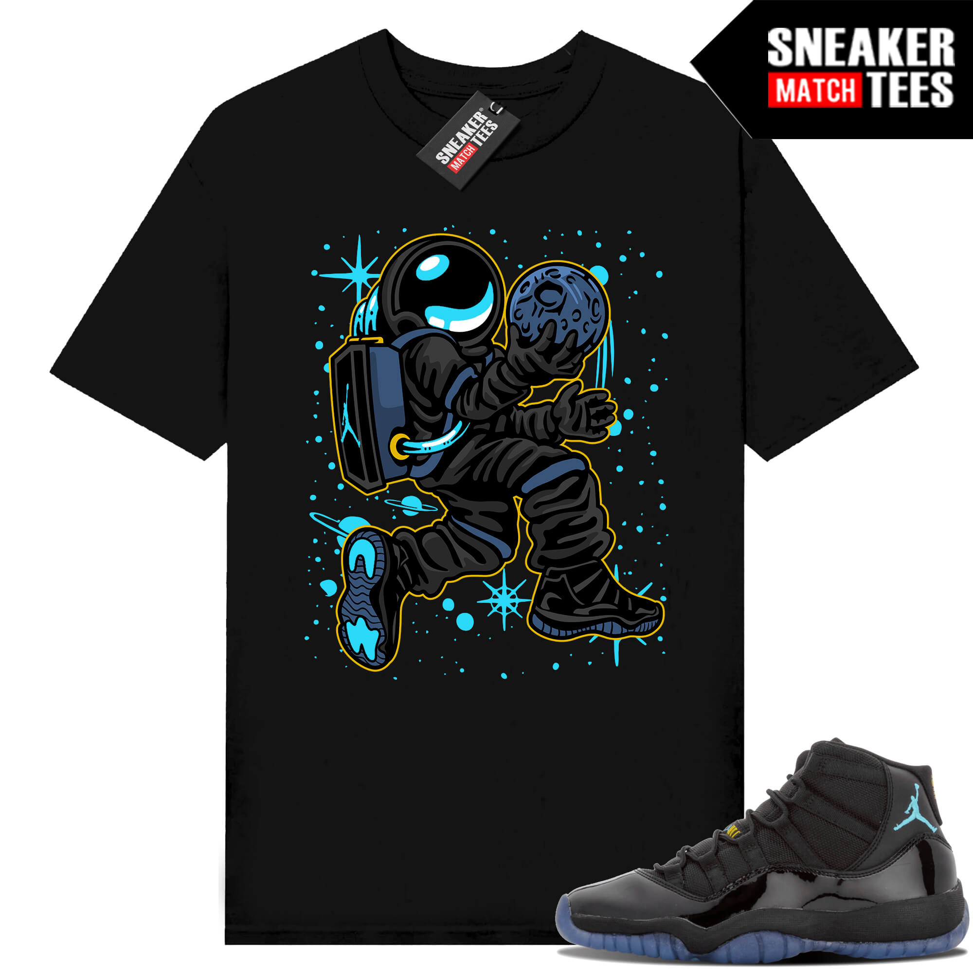 Gamma Blue 11s Sneaker Match Tees Black Moonman