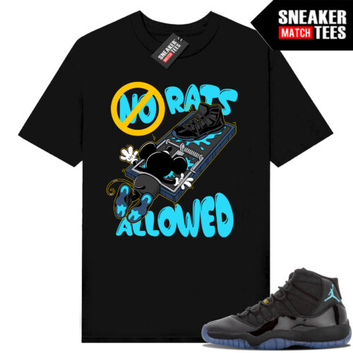 Gamma Blue 11s Sneaker Match Tees Black No Rats Allowed