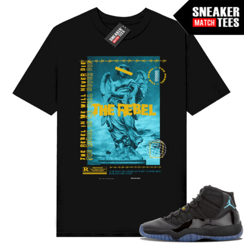 Gamma Blue 11s Sneaker Match Tees Black Rebel