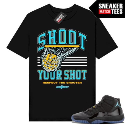 Gamma Blue 11s Sneaker Match Tees Black Respect the Shooter