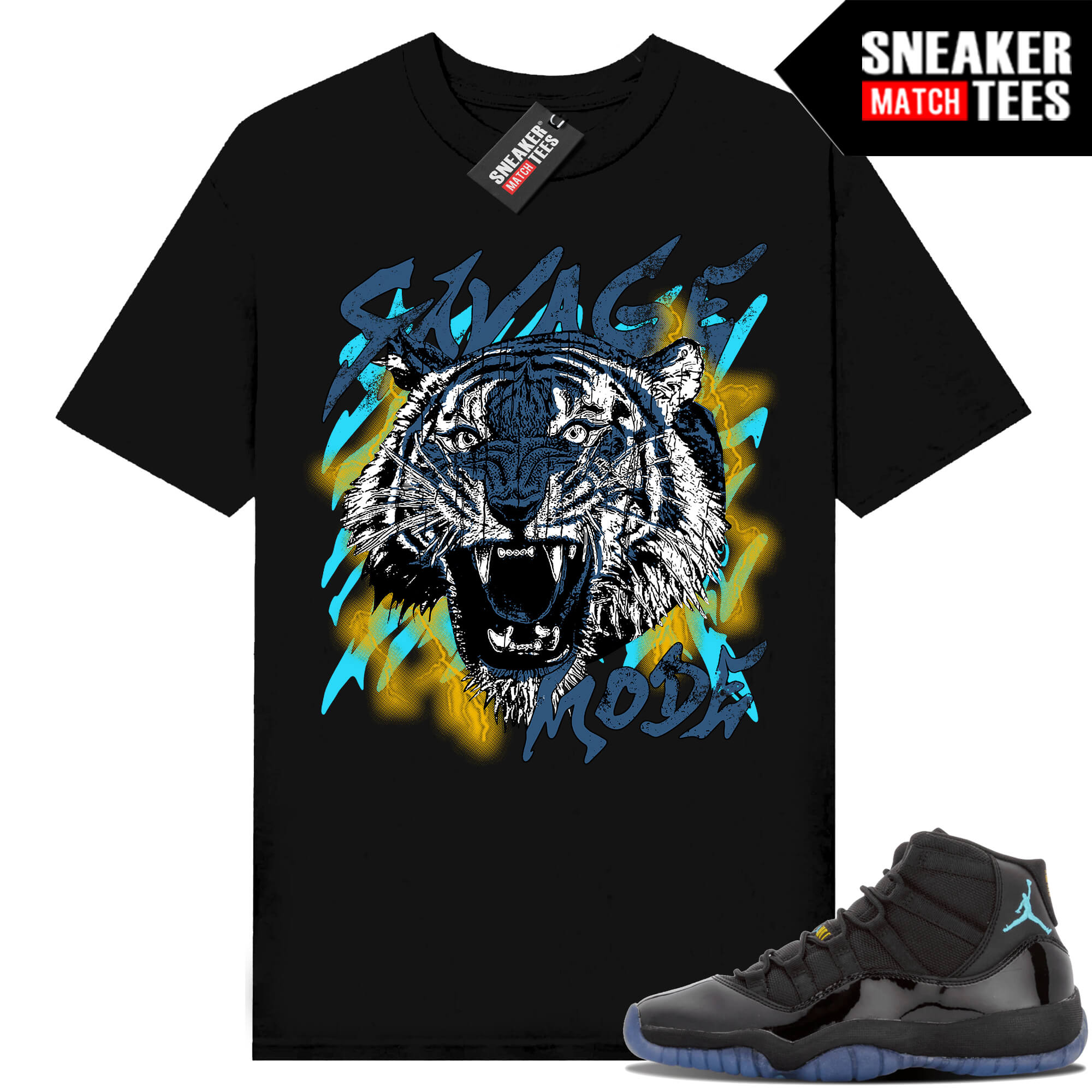 Gamma Blue 11s Sneaker Match Tees Black Savage Mode