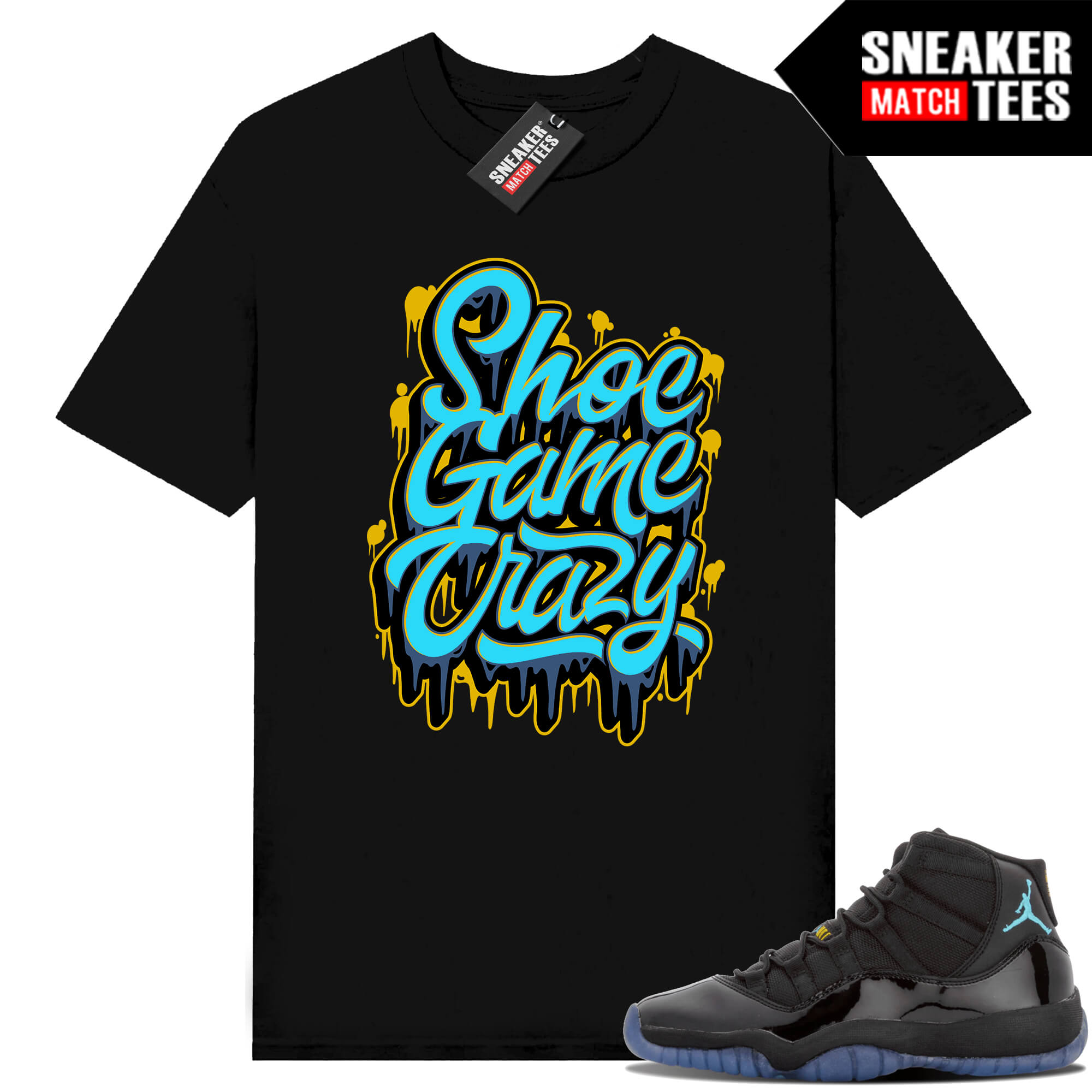 Gamma Blue 11s Sneaker Match Tees Black Shoe Game Crazy
