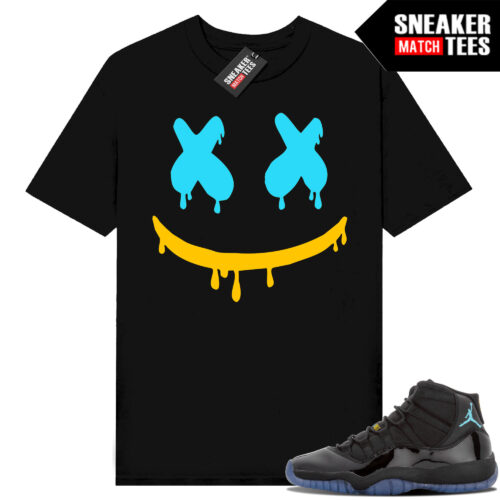 Gamma Blue 11s Sneaker Match Tees Black Smiley Drip