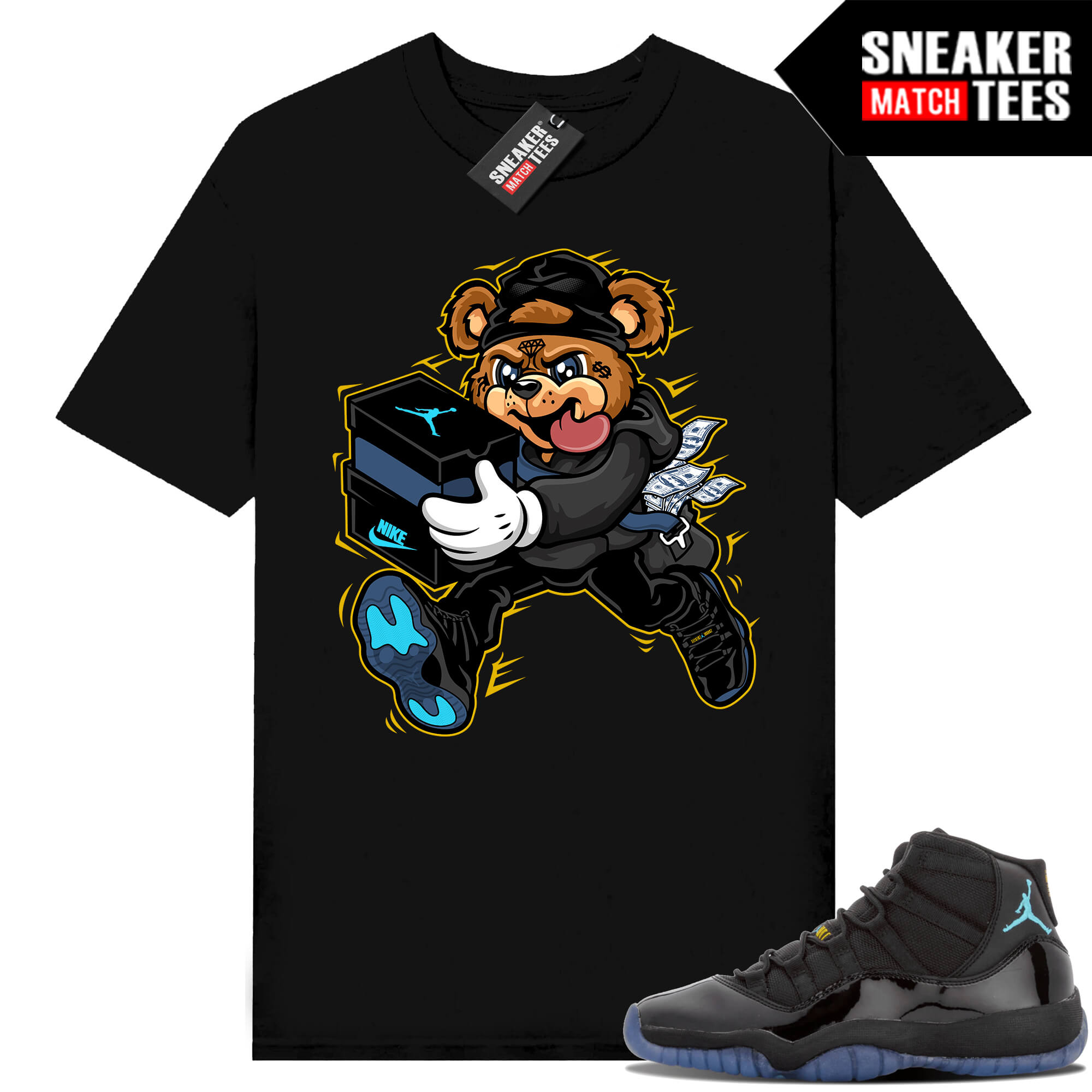 Gamma Blue 11s Sneaker Match Tees Black Sneaker Heist