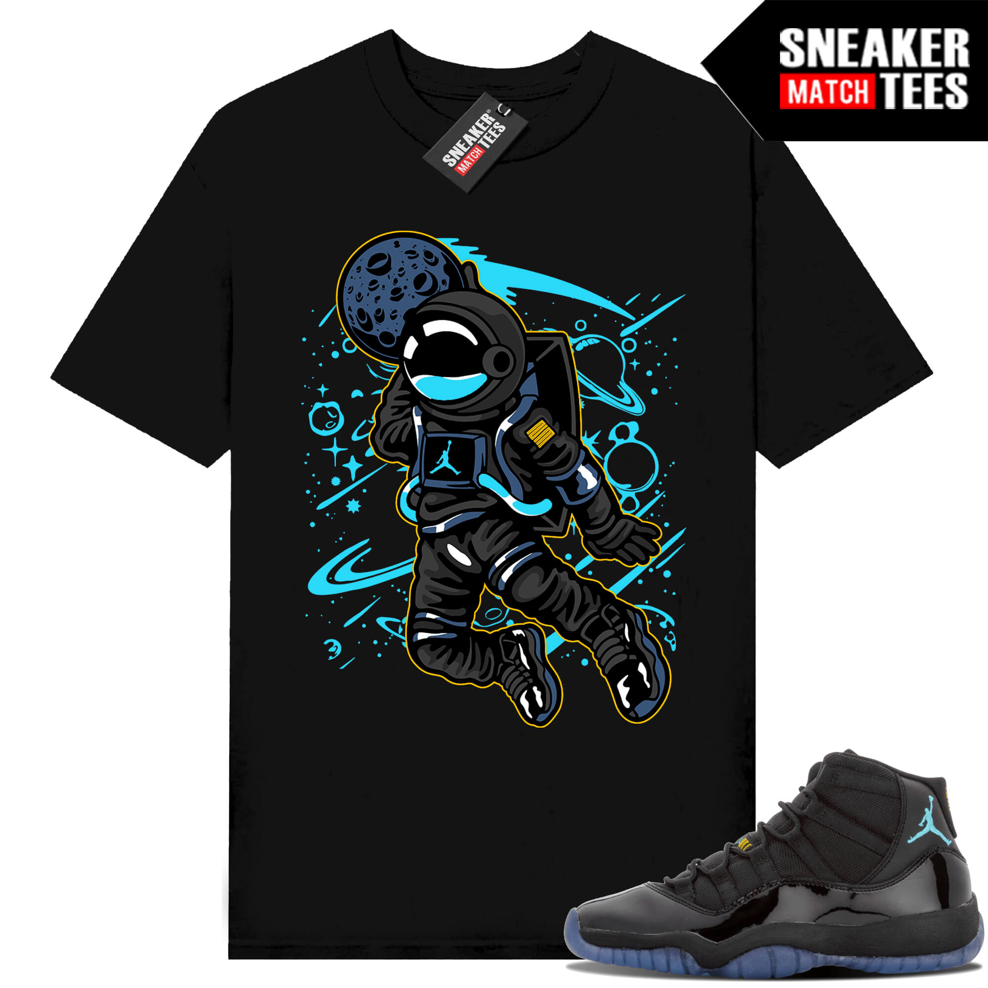 Gamma Blue 11s Sneaker Match Tees Black Space Jam