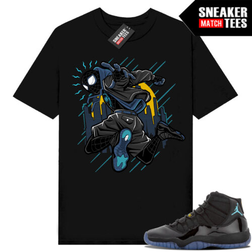 Gamma Blue 11s Sneaker Match Tees Black Spidey Kicks
