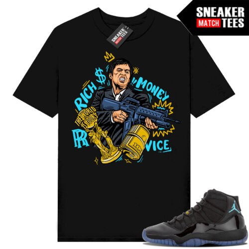 Gamma Blue 11s Sneaker Match Tees Black Tony Montana