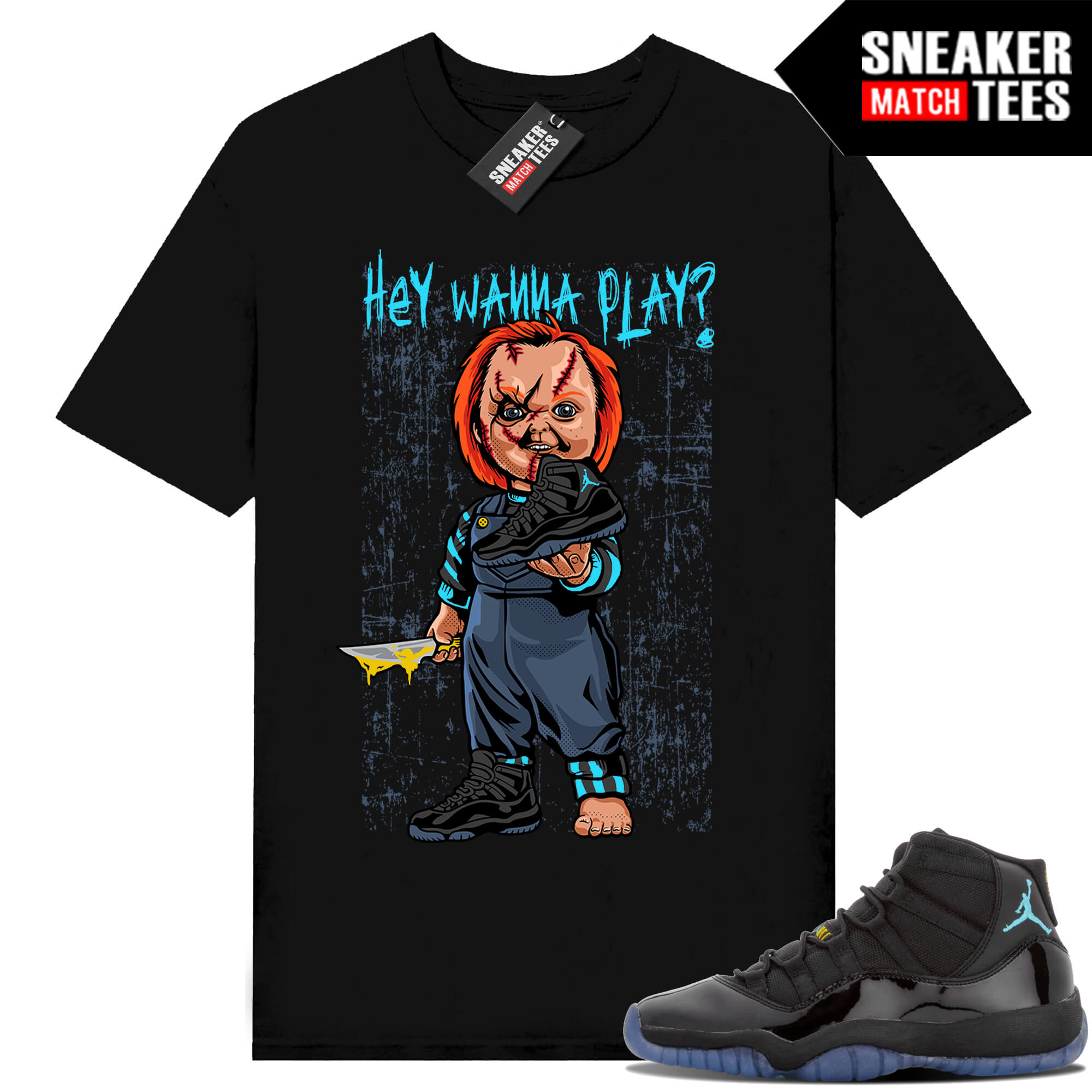 Gamma Blue 11s Sneaker Match Tees Black Wanna Play