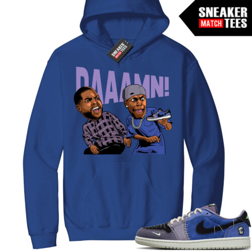 Jordan 1 Voodoo Sneaker Match Hoodie Cobalt Blue Friday DAAAMN