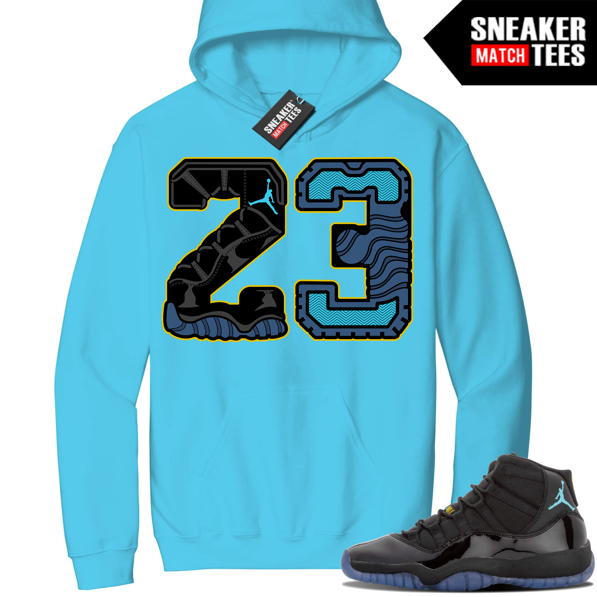 Jordan 11 Gamma Sneaker Match Hoodie Aqua 23 Retro