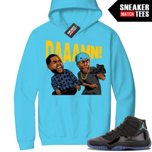 Jordan 11 Gamma Sneaker Match Hoodie Aqua Friday DAAAMN