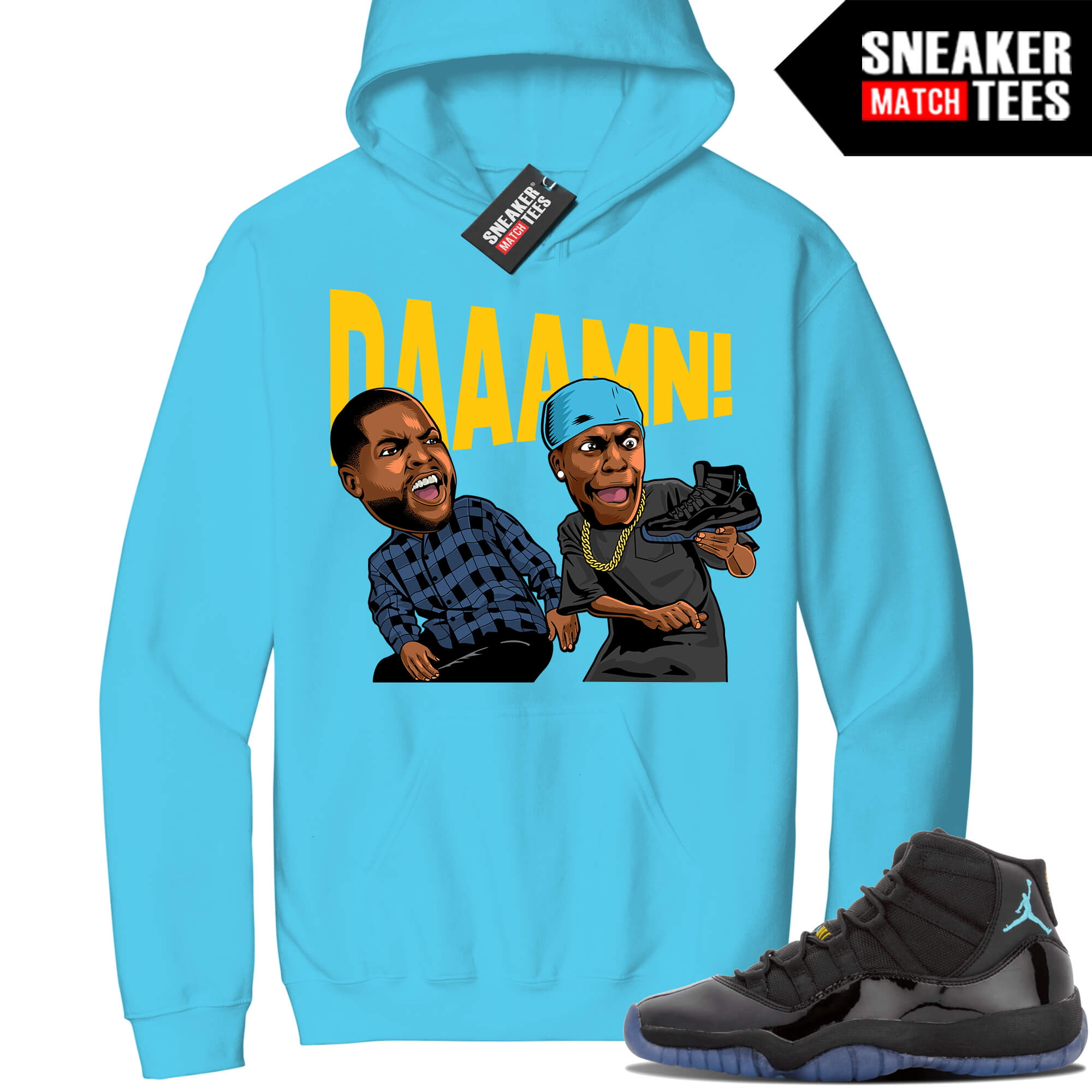 Jordan 11 Gamma Sneaker Match Hoodie Aqua Friday DAAAMN