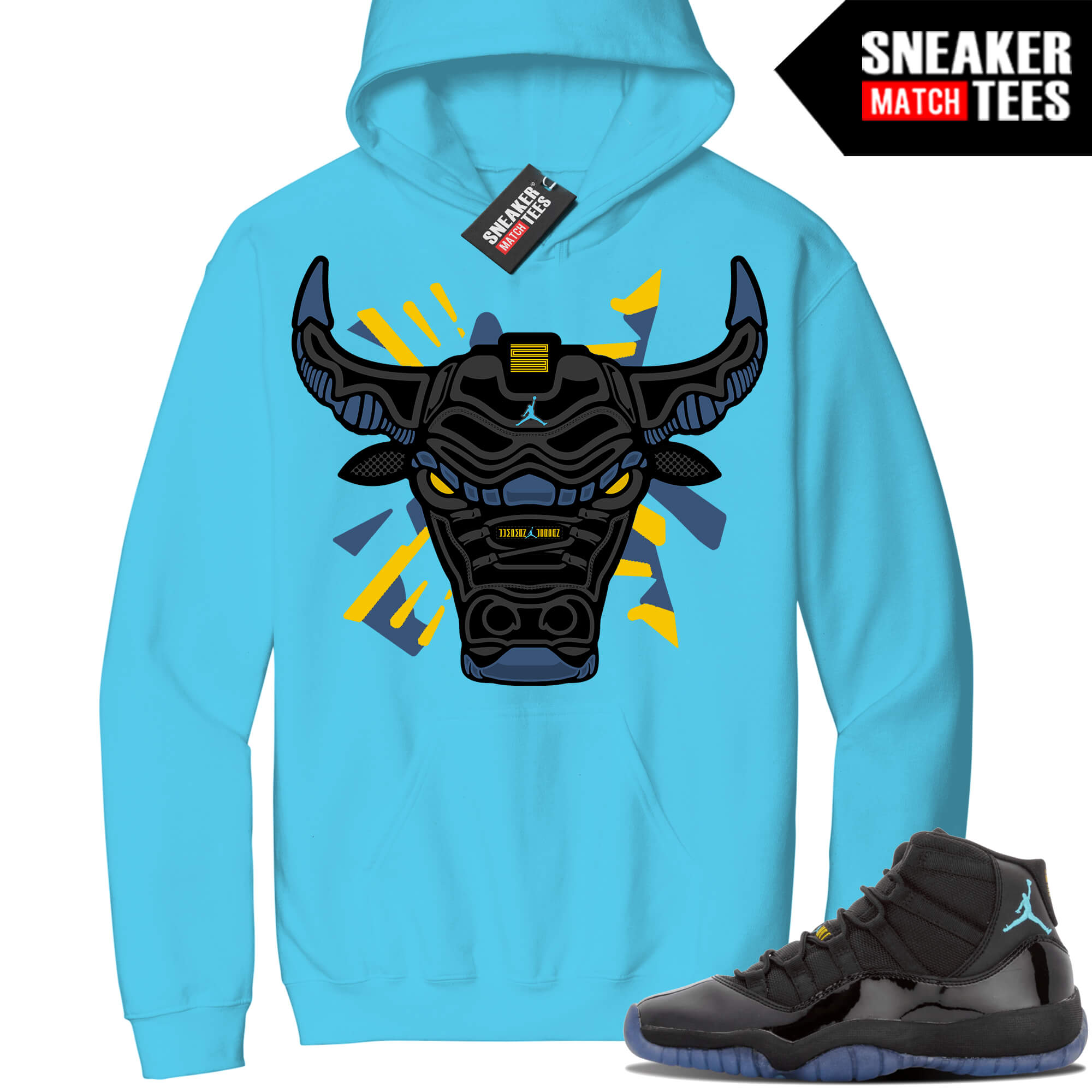 Jordan 11 Gamma Sneaker Match Hoodie Aqua Retro Bull