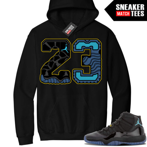 Jordan 11 Gamma Sneaker Match Hoodie Black 23 Retro