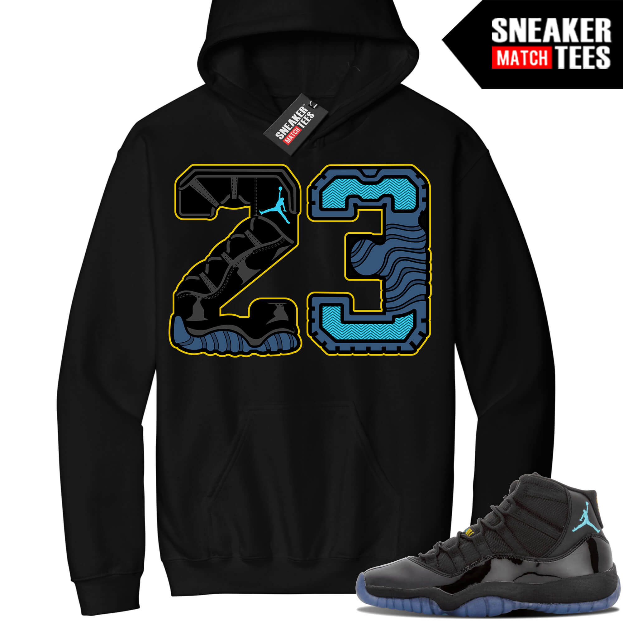 Jordan 11 Gamma Sneaker Match Hoodie Black 23 Retro