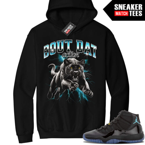 Jordan 11 Gamma Sneaker Match Hoodie Black Bout Dat Action