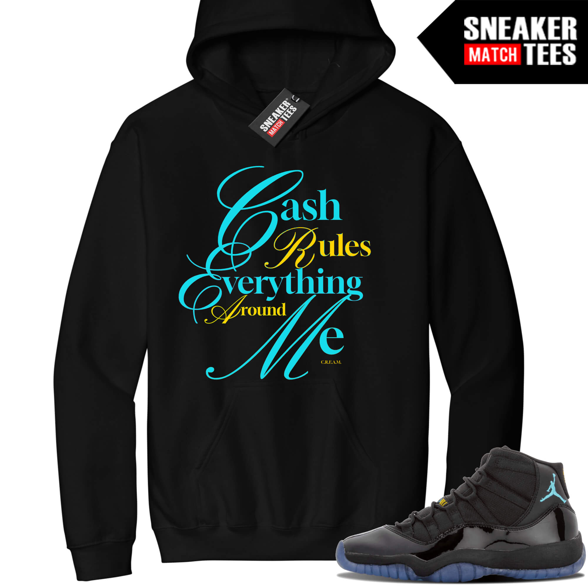 Jordan 11 Gamma Sneaker Match Hoodie Black CREAM