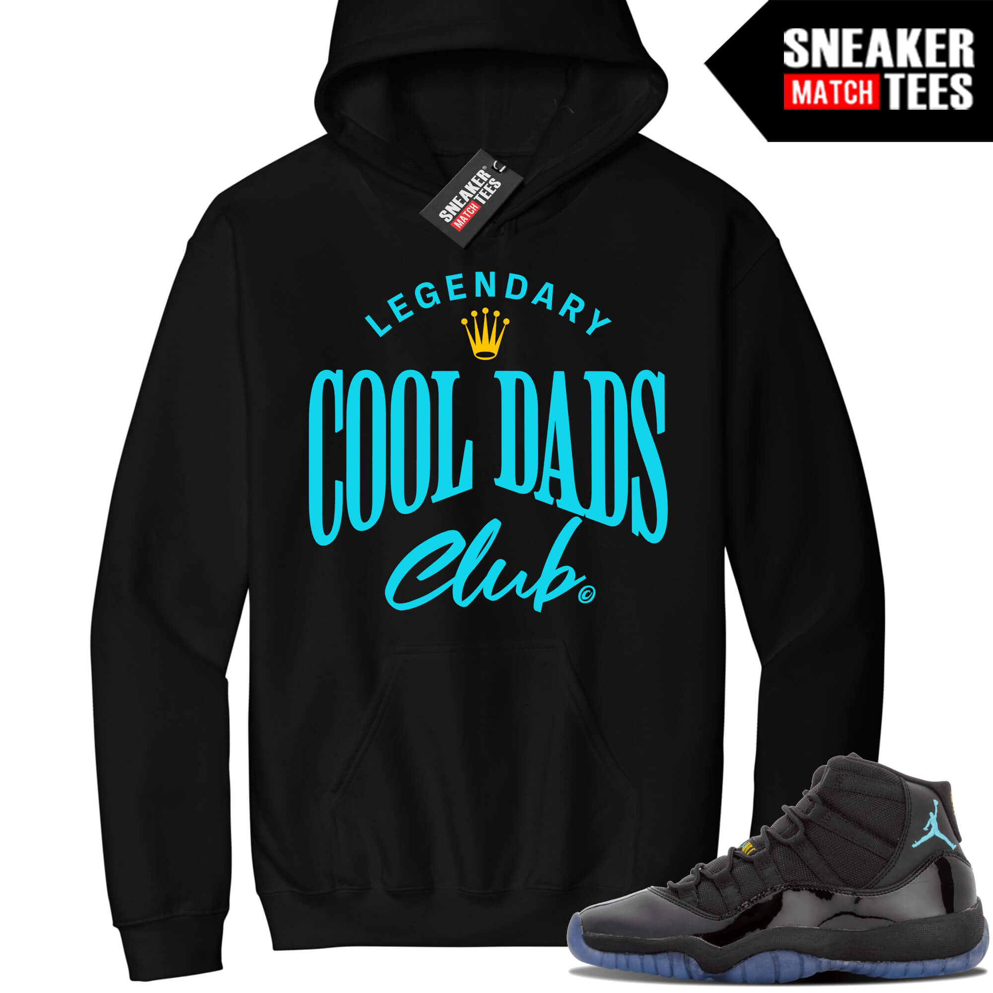 Jordan 11 Gamma Sneaker Match Hoodie Black Cool Dads Club