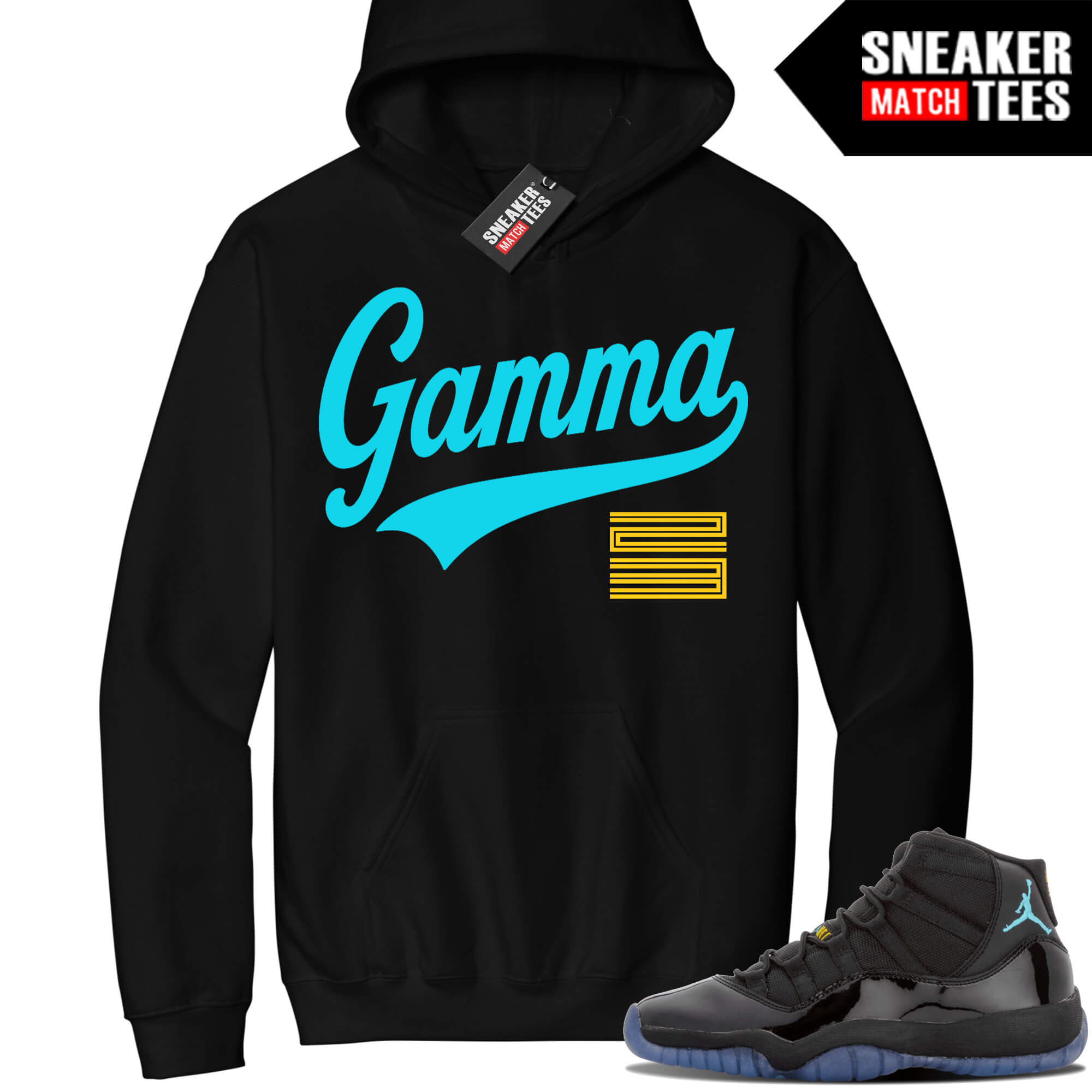 Jordan 11 Gamma Sneaker Match Hoodie Black GAMMA 23