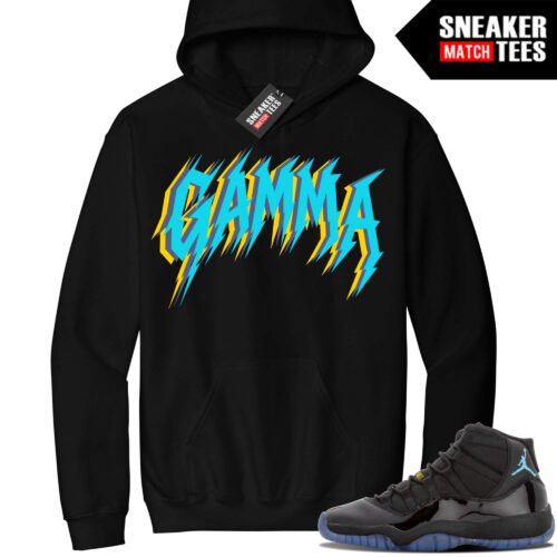 Jordan 11 Gamma Sneaker Match Hoodie Black GAMMA Thunder