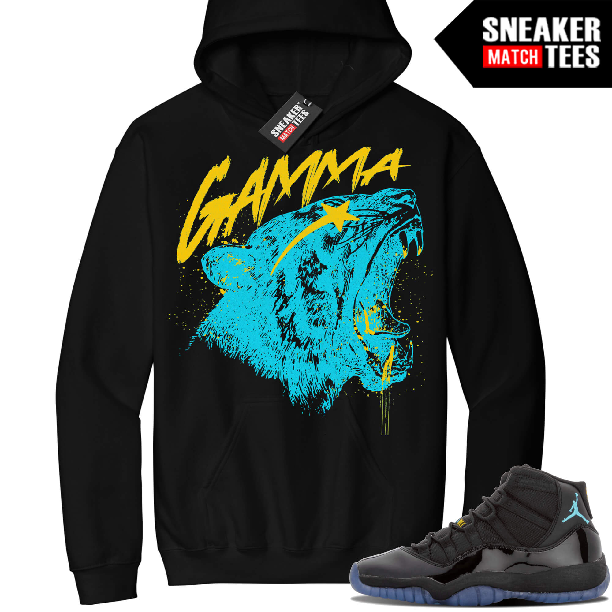 Jordan 11 Gamma Sneaker Match Hoodie Black GAMMA Tiger