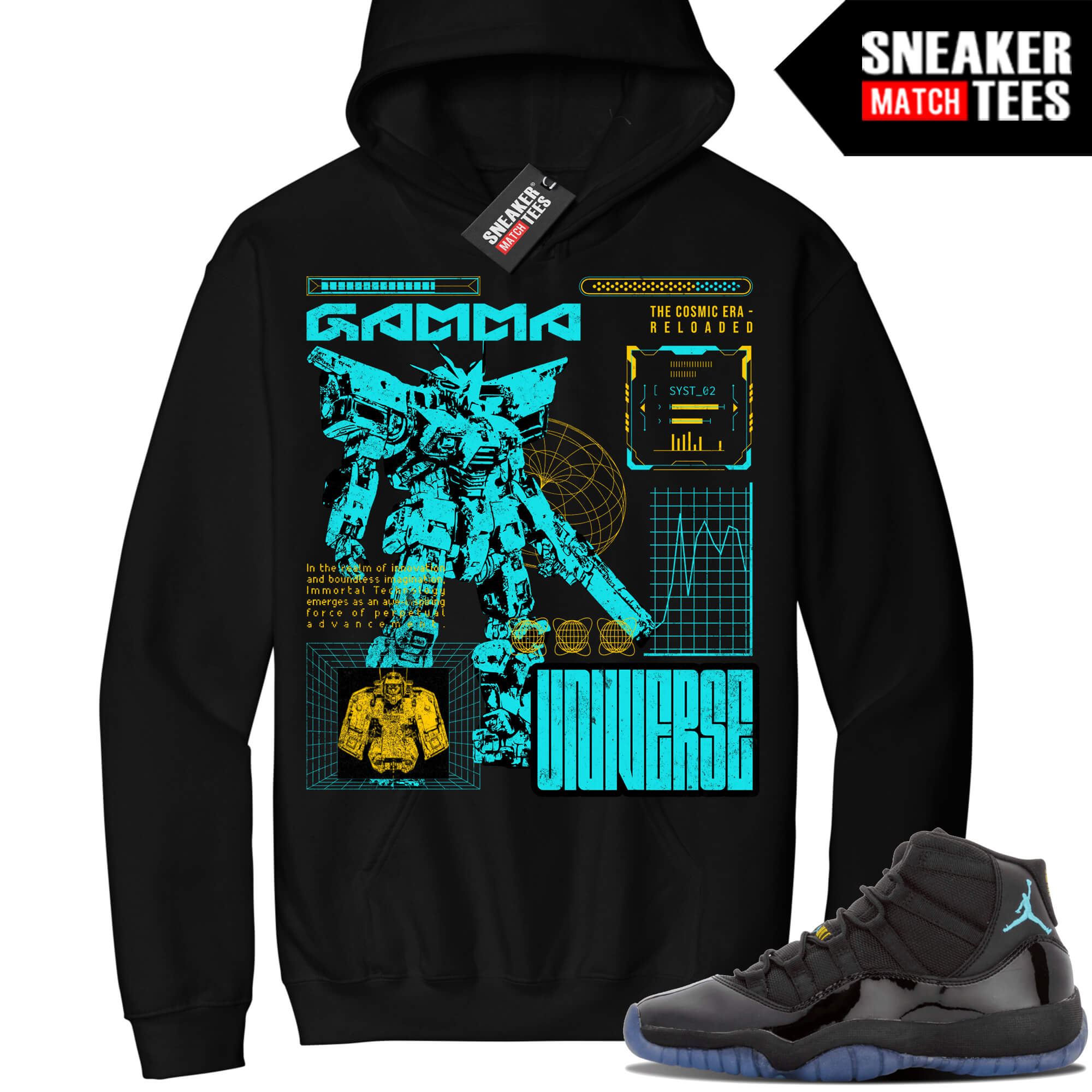 Jordan 11 Gamma Sneaker Match Hoodie Black GAMMA Universe