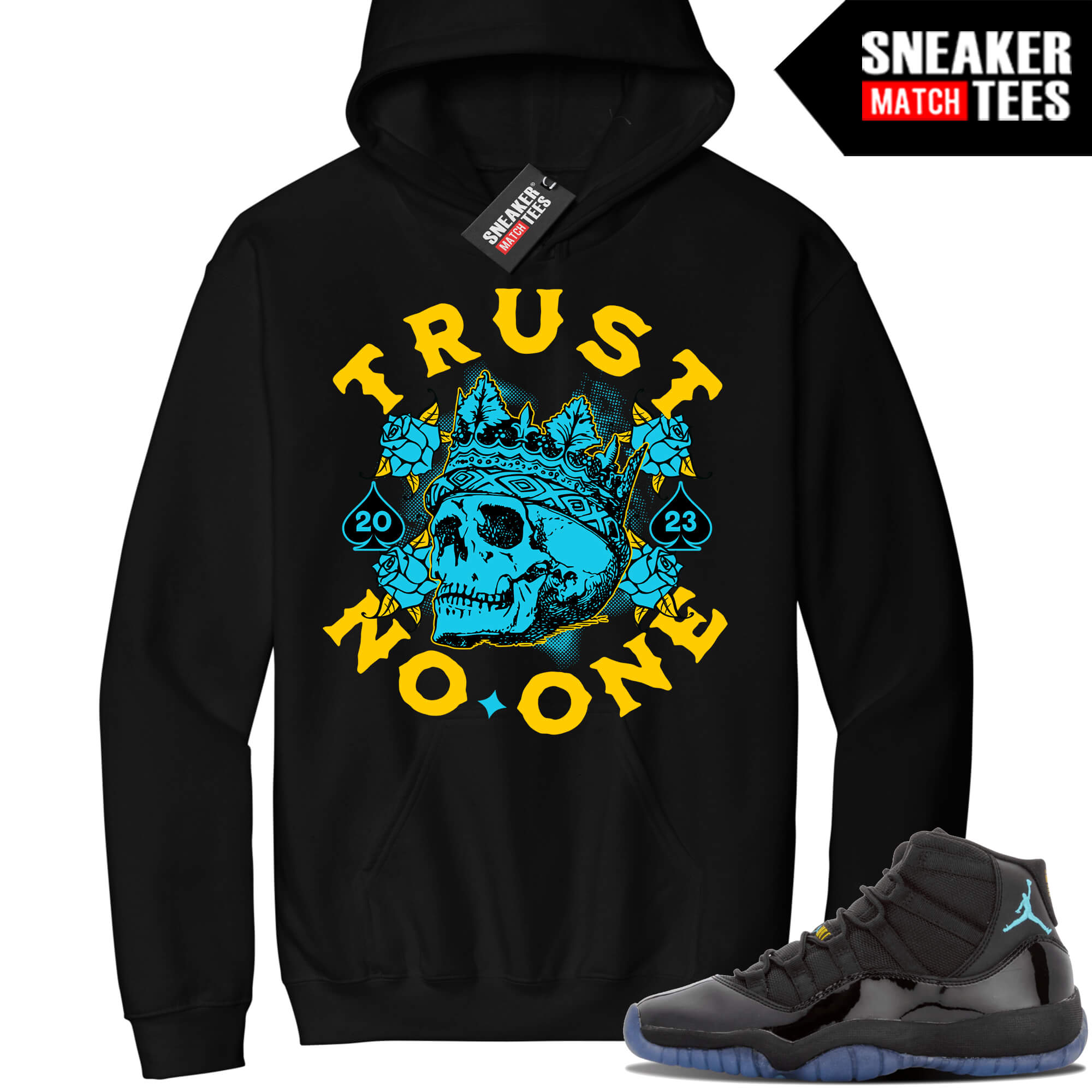 Jordan 11 Gamma Sneaker Match Hoodie Black King Trust No One