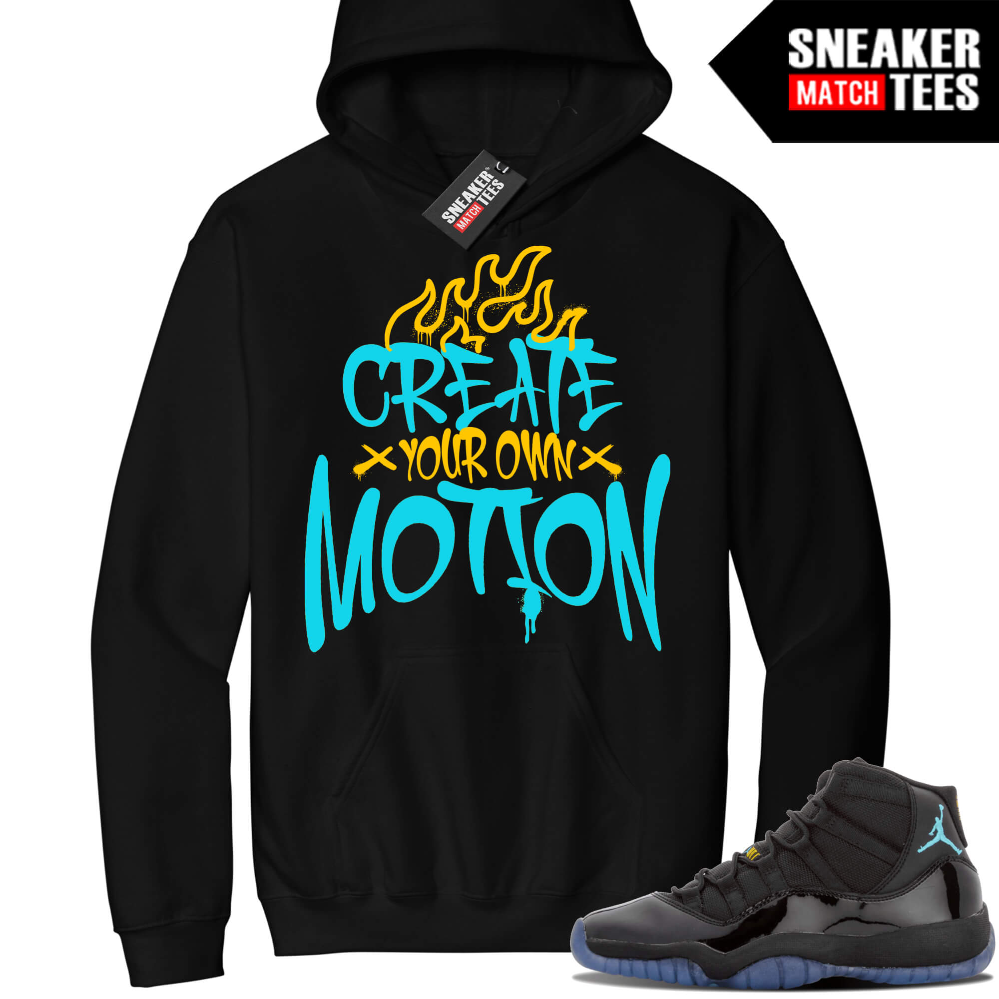 Jordan 11 Gamma Sneaker Match Hoodie Black Motion