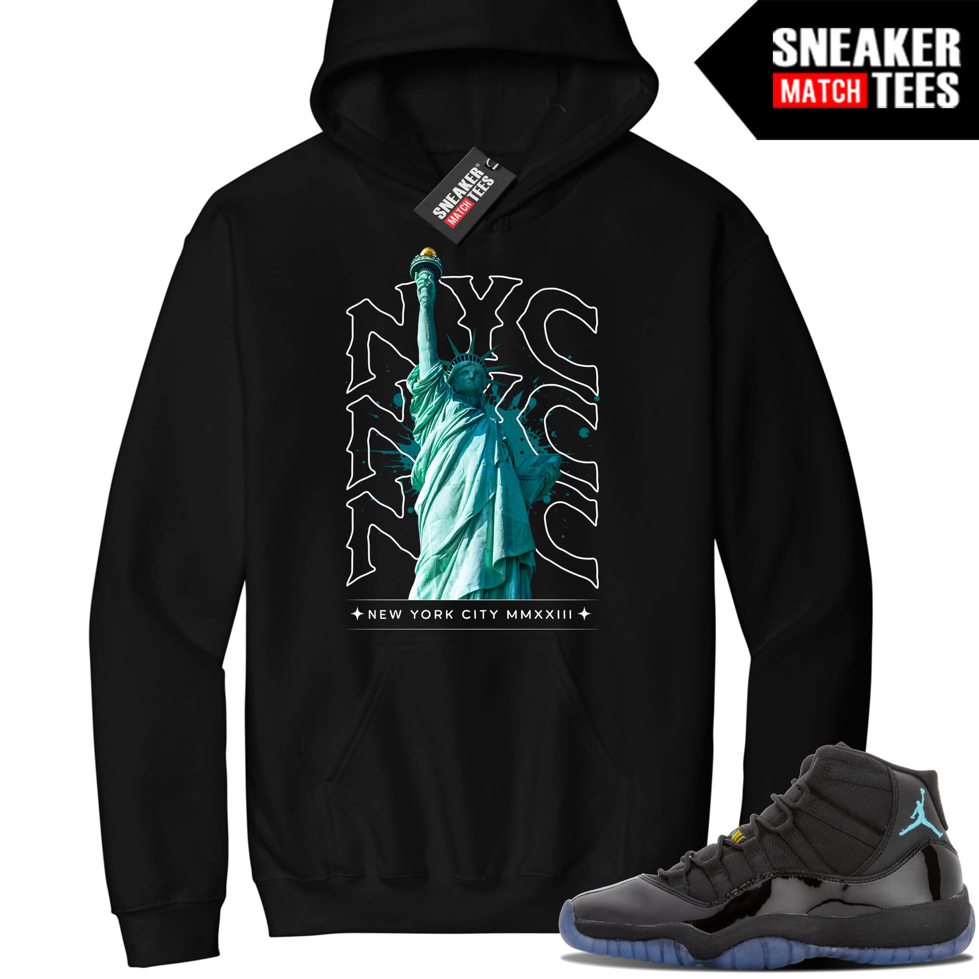 Jordan 11 Gamma Sneaker Match Hoodie Black NYC