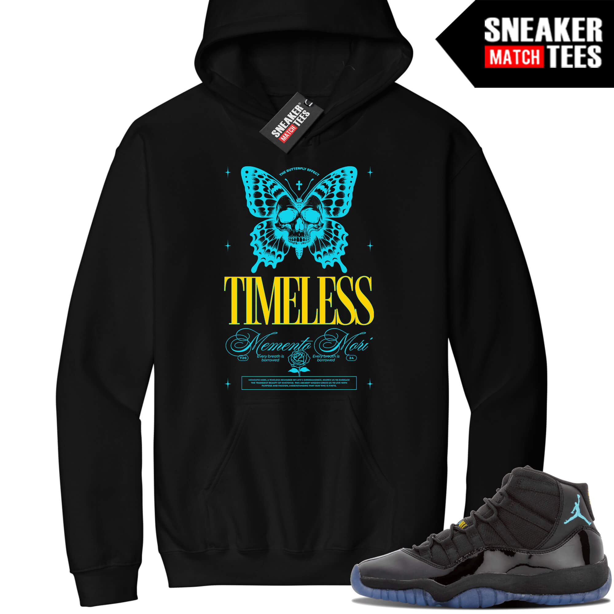 Jordan 11 Gamma Sneaker Match Hoodie Black Timeless