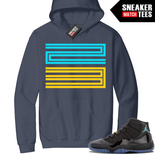 Jordan 11 Gamma Sneaker Match Hoodie Steel Blue 23