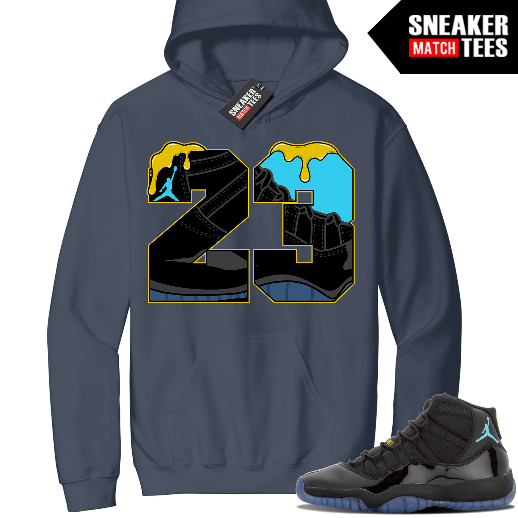 Jordan 11 Gamma Sneaker Match Hoodie Steel Blue 23 Drip