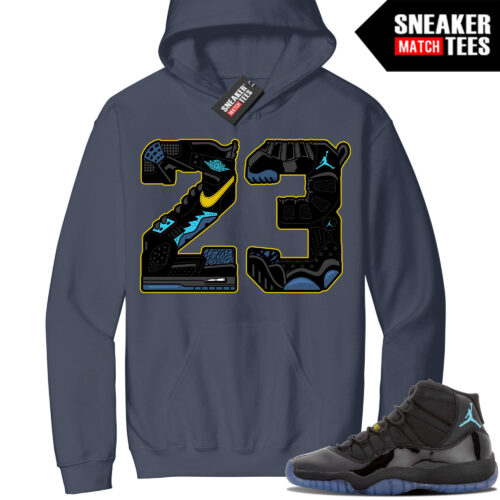 Jordan 11 Gamma Sneaker Match Hoodie Steel Blue 23 Mashup