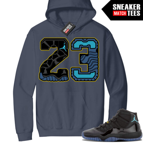 Jordan 11 Gamma Sneaker Match Hoodie Steel Blue 23 Retro