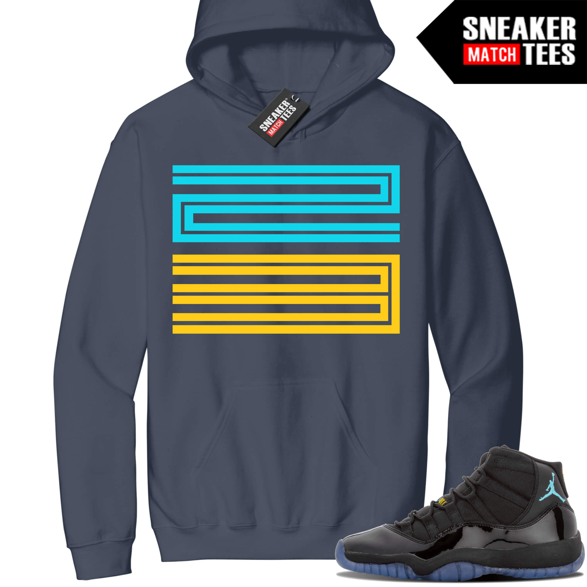 Jordan 11 Gamma Sneaker Match Hoodie Steel Blue 23