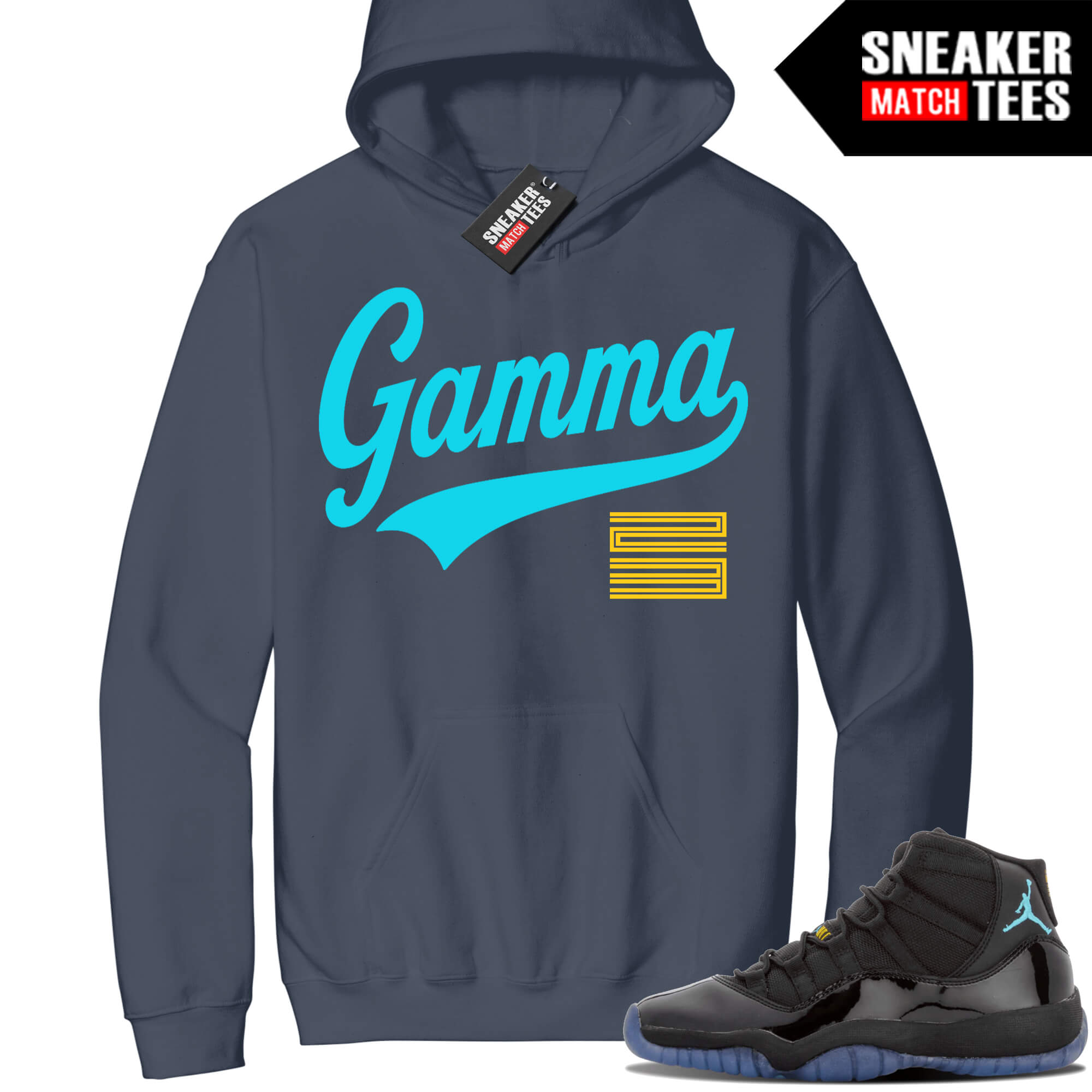 Jordan 11 Gamma Sneaker Match Hoodie Steel Blue GAMMA 23