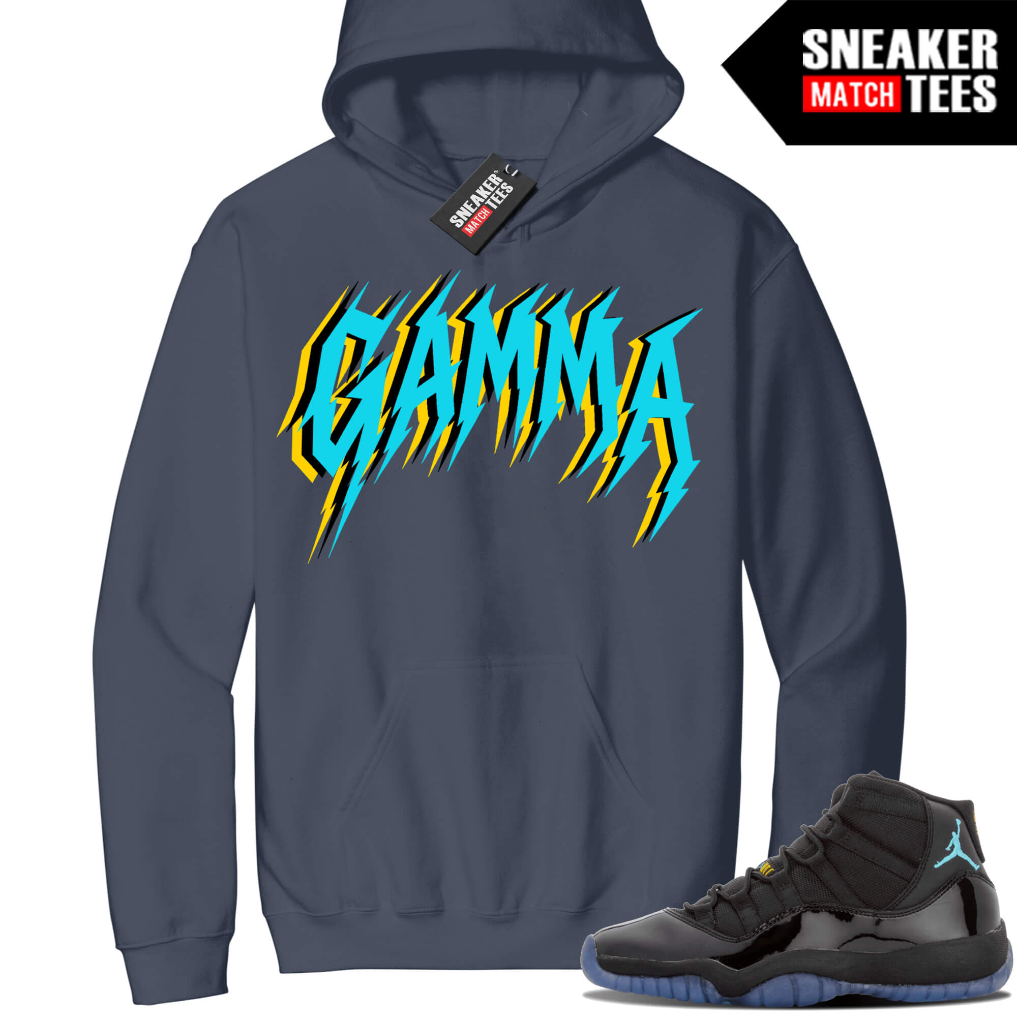 Jordan 11 Gamma Sneaker Match Hoodie Steel Blue GAMMA Thunder