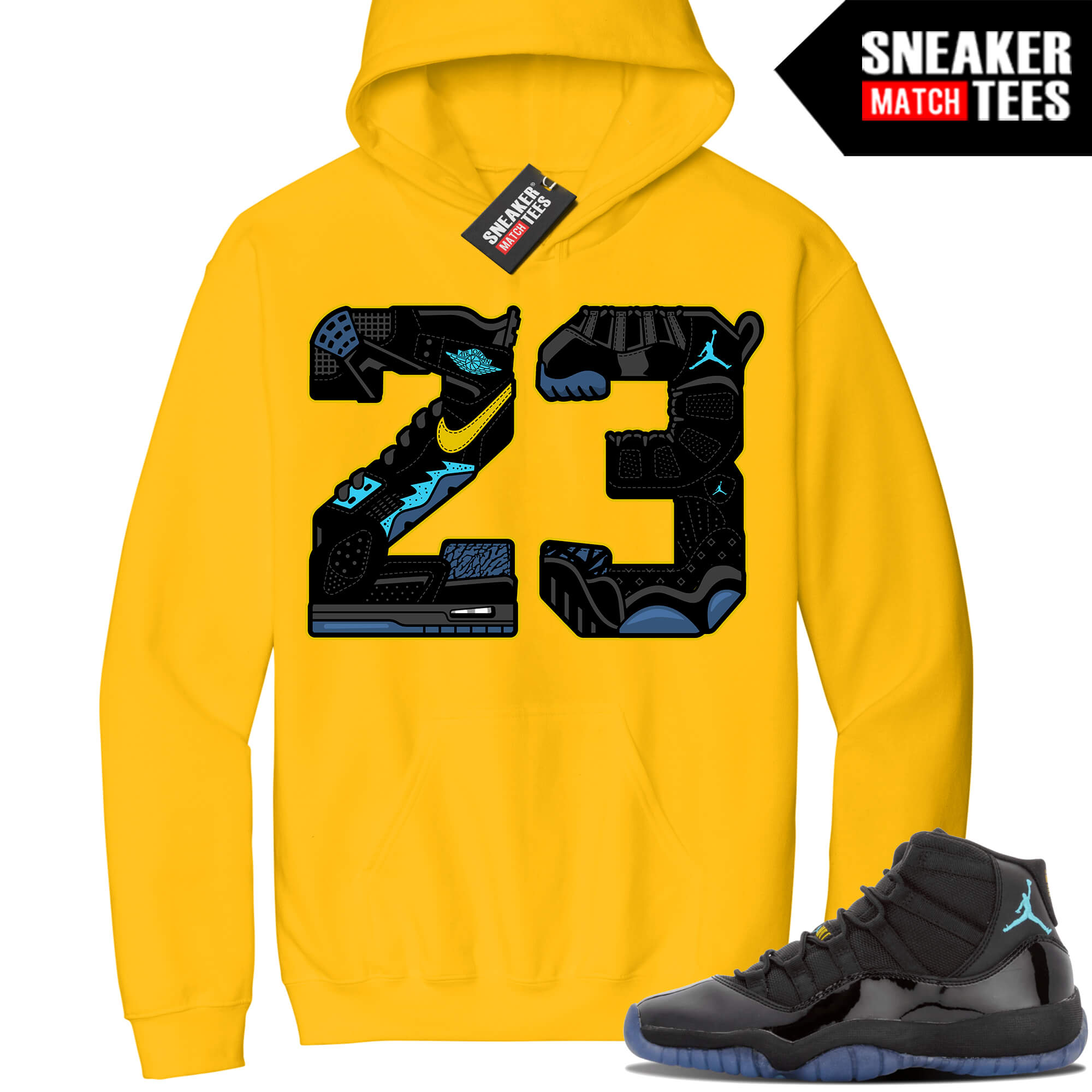Jordan 11 Gamma Sneaker Match Hoodie Yellow 23 Mashup
