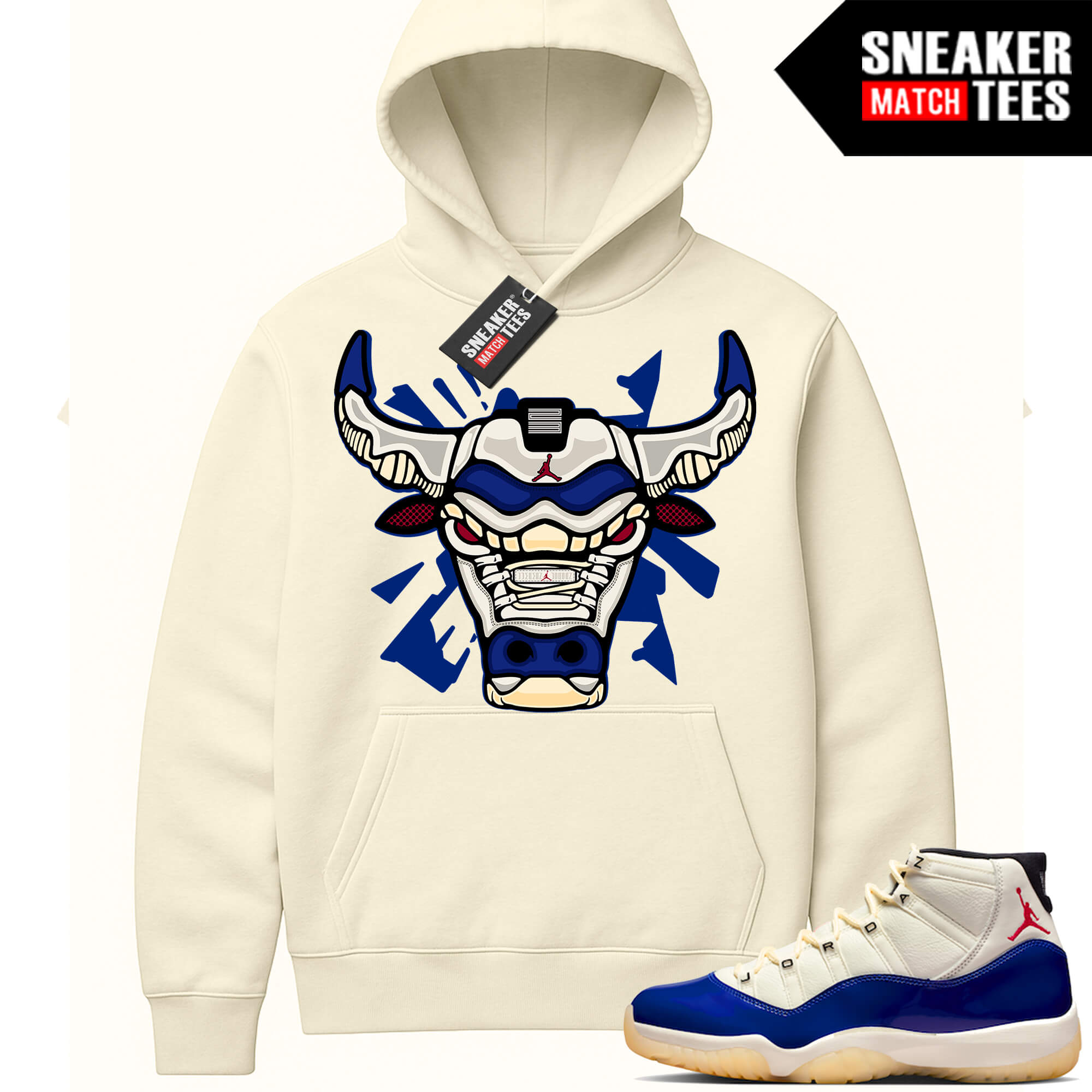 Jordan 11 Rare Air Sneaker Match Hoodie Sail Retro 11 Bull