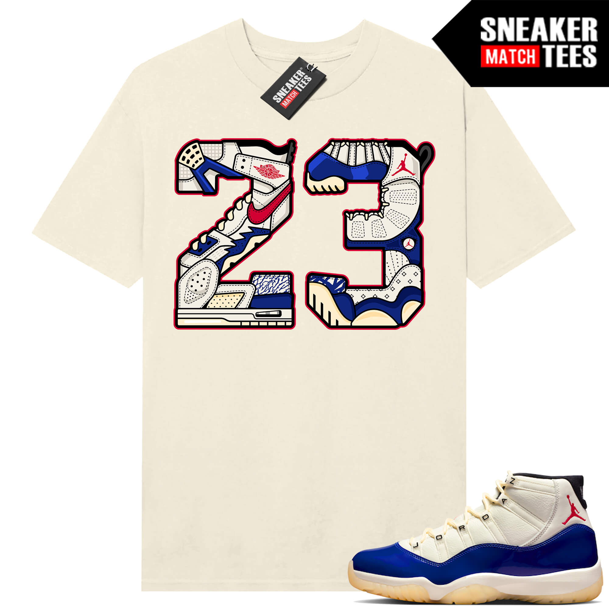 Jordan 11 Rare Air Sneaker Match Tees Shirt Sail 23 Mashup