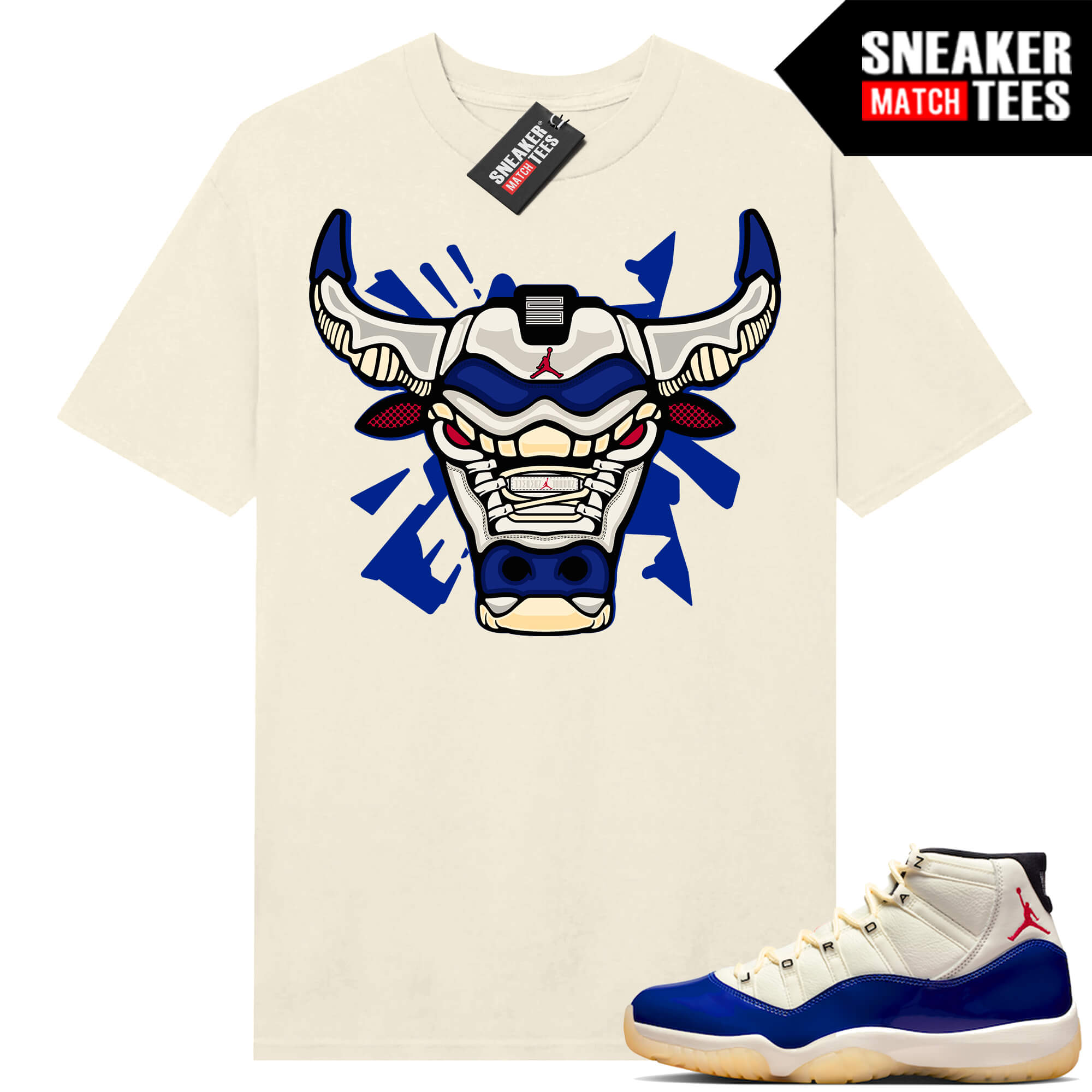 Jordan 11 Rare Air Sneaker Match Tees Shirt Sail Retro 11 Bull