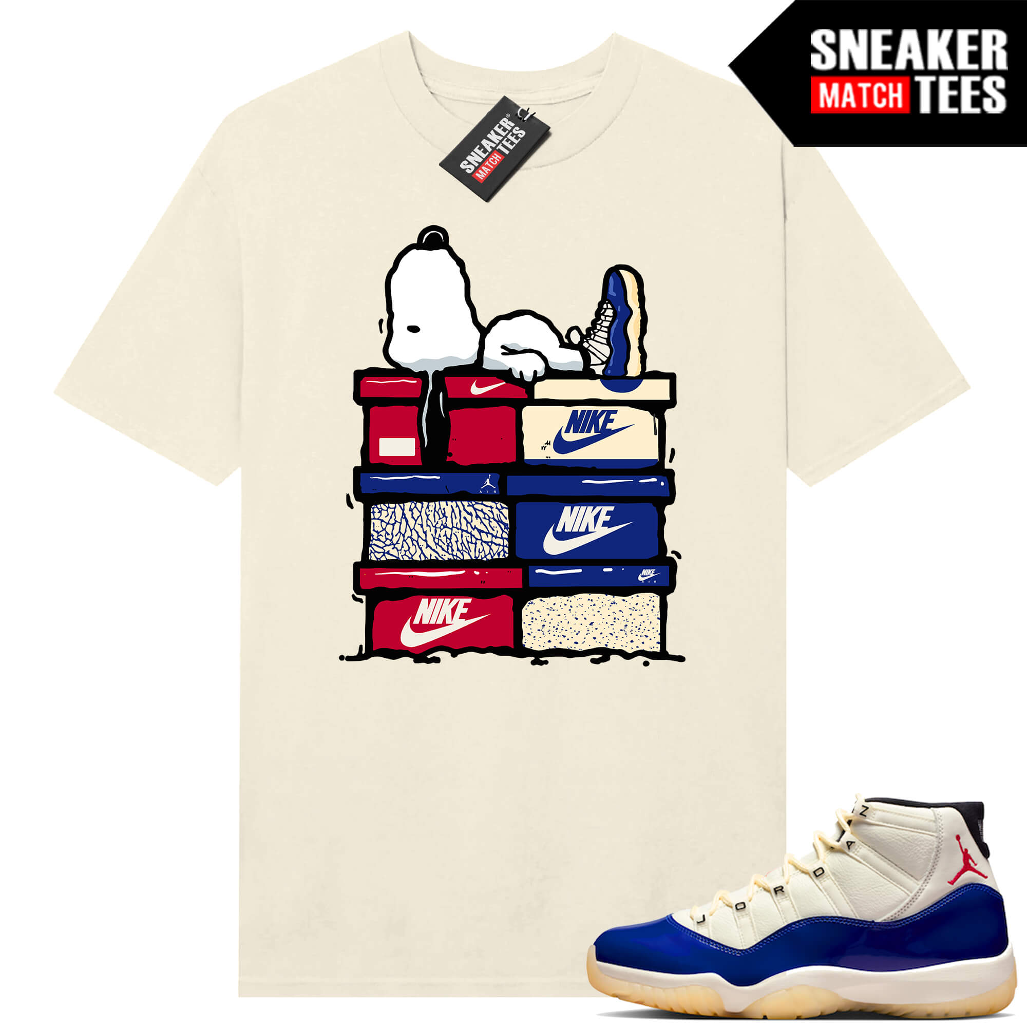 Jordan 11 Rare Air Sneaker Match Tees Shirt Sail Sneakerhead Snoopy