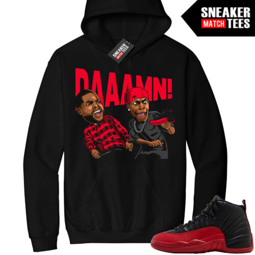 Jordan 12 Flu Game Sneaker Match Hoodie Black Friday Daaamn