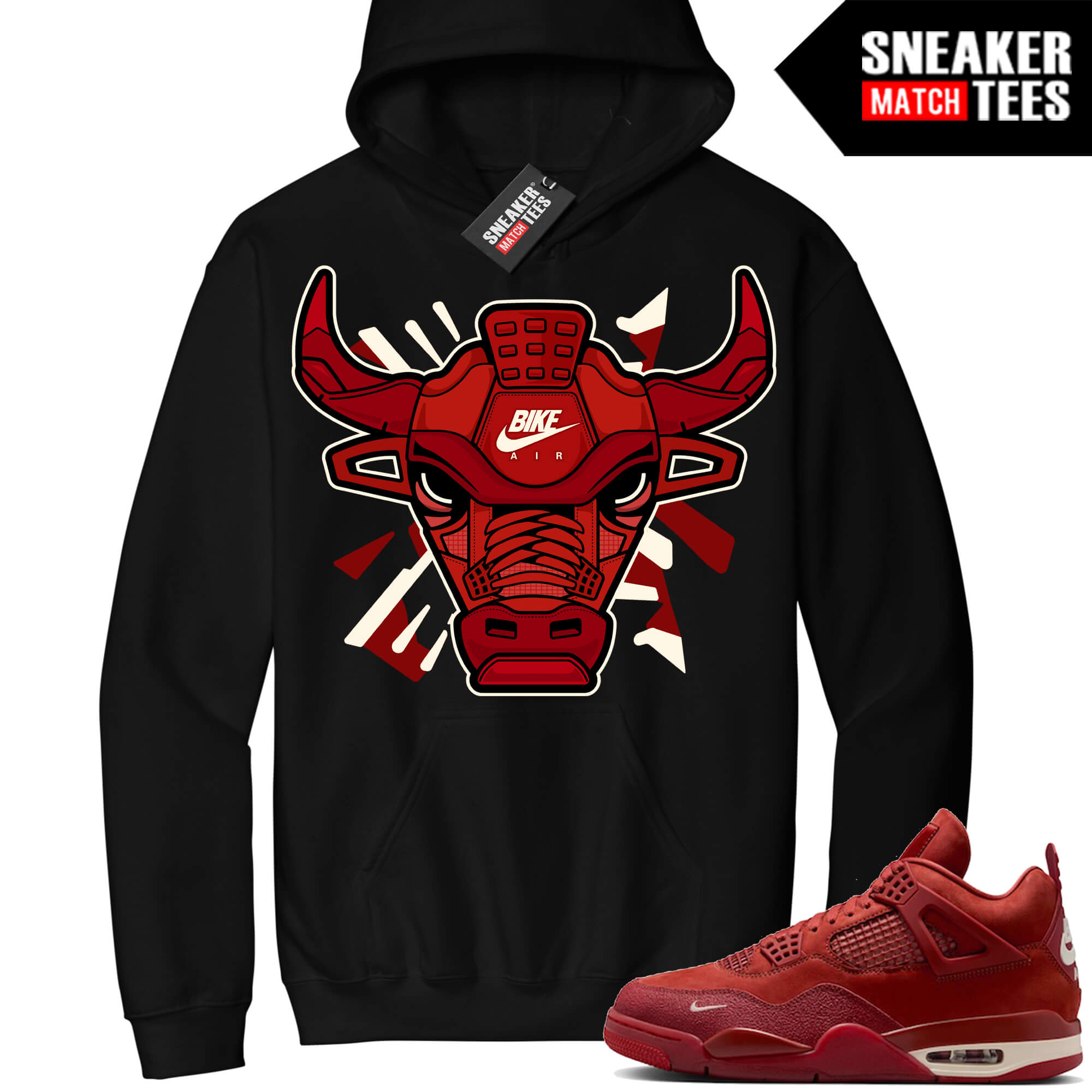 Jordan 4 Nigel Brick By Brick Sneaker Match Hoodie Black Retro Bike Bull