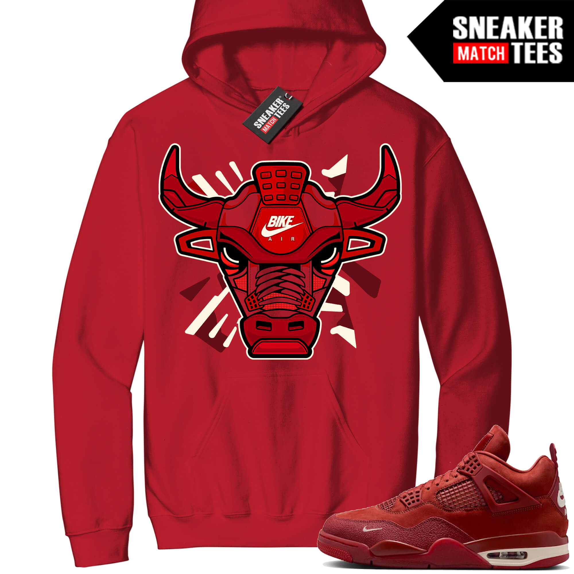 Jordan 4 Nigel Brick By Brick Sneaker Match Hoodie Red Retro Bike Bull