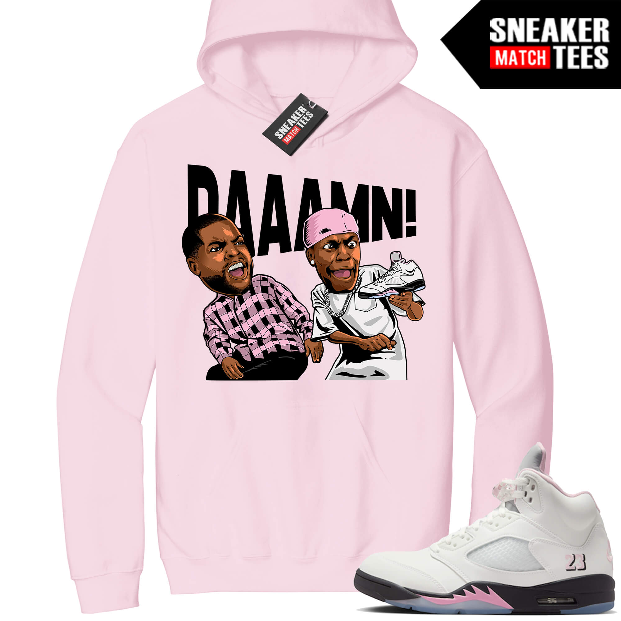 Jordan 5 Soft Pink Sneaker Match Hoodie Pink Friday DAAAMN