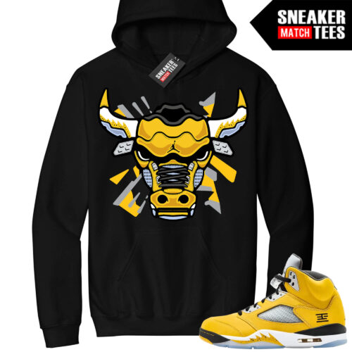 Jordan 5 Tokyo Sneaker Match Hoodie Black Retro 5 Bull