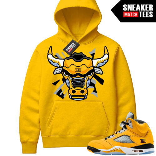Jordan 5 Tokyo Sneaker Match Hoodie Yellow Retro 5 T23 Bull