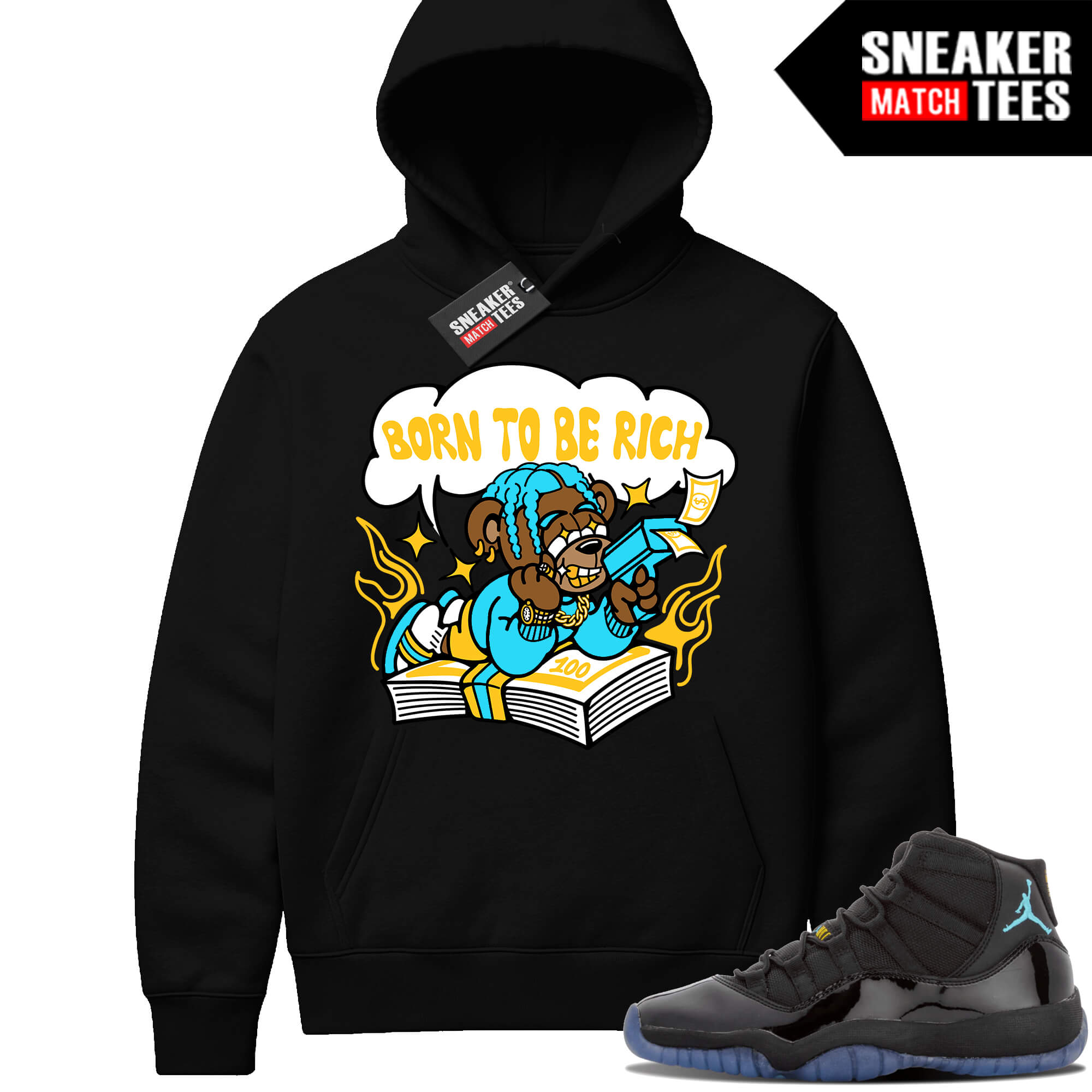 Gamma Blue 11 Sneaker Match Black Hoodie Born To Be Rich
